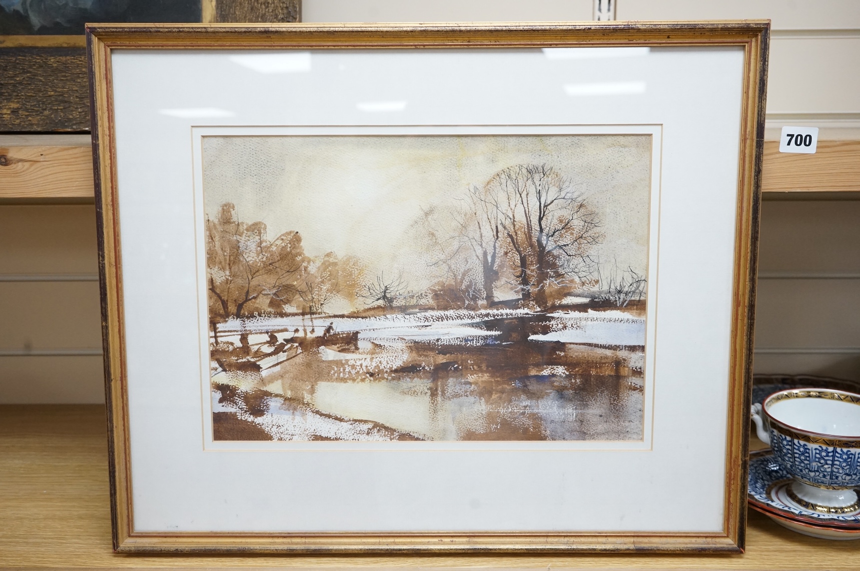Rowland Hilder (1905-1993), 'A mere in winter', signed, watercolour, 26 x 37cm